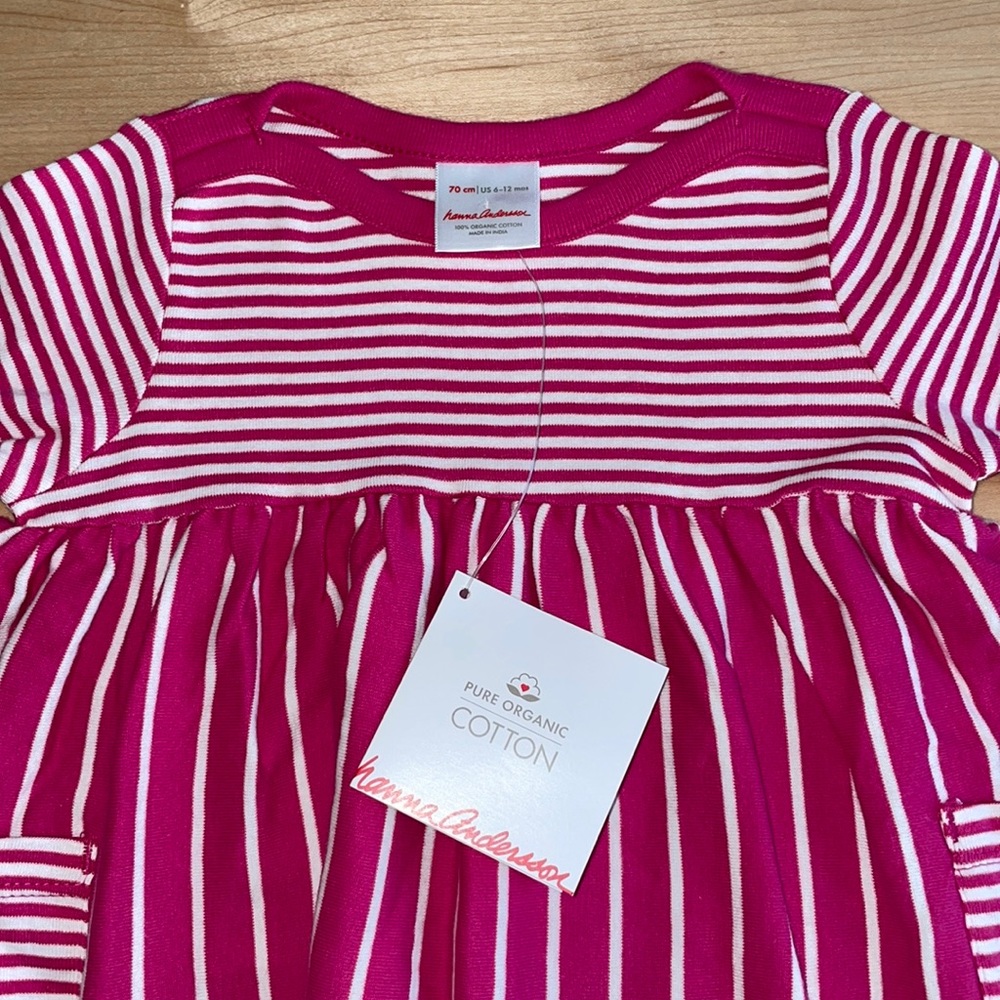 Hanna Andersson Swing into Spring Dress 6-12 months 💕 Pink Striped Dress - Picture 2 of 7